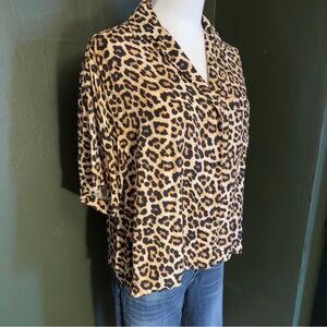 H&M Leopard Print Button Up Blouse